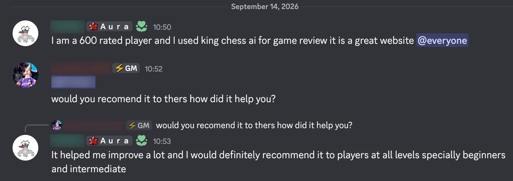 I am a 600 rated player and I used king chess ai for game review it is a great website. It helped me improve a lot and I would definitely recommend it to players at all levels specially beginners and intermediate