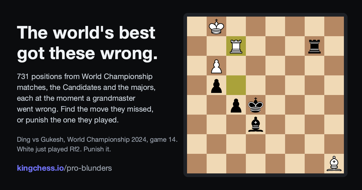 The world's best got these wrong: the position after Ding's 55.Rf2 in game 14 of the 2024 World Championship, Black to move